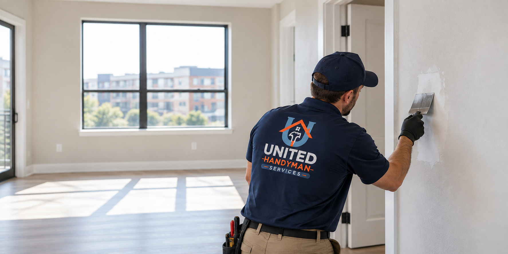 UHS technician preparing an apartment interior between residents