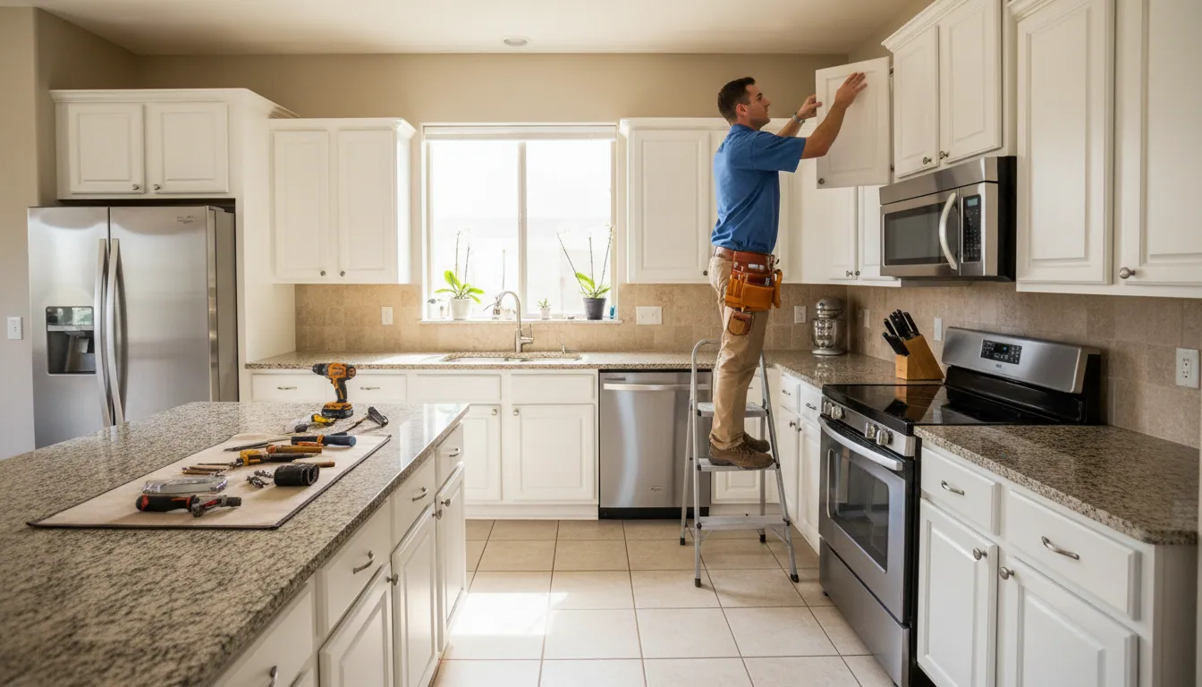 Technician completing maintenance work in a home